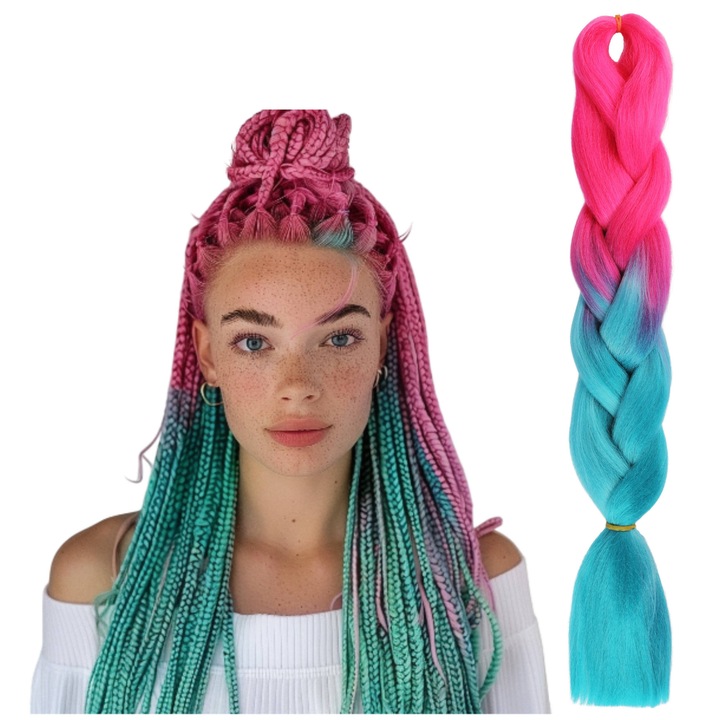 Set Par Sintetic Dla Impletituri, Ponik'S, Fibre Rezistente La Caldura, Fara Miros, Netoxic, Sigur Pentru Piele, Coafare Usoara, 120 cm, Multicolor, 100 g