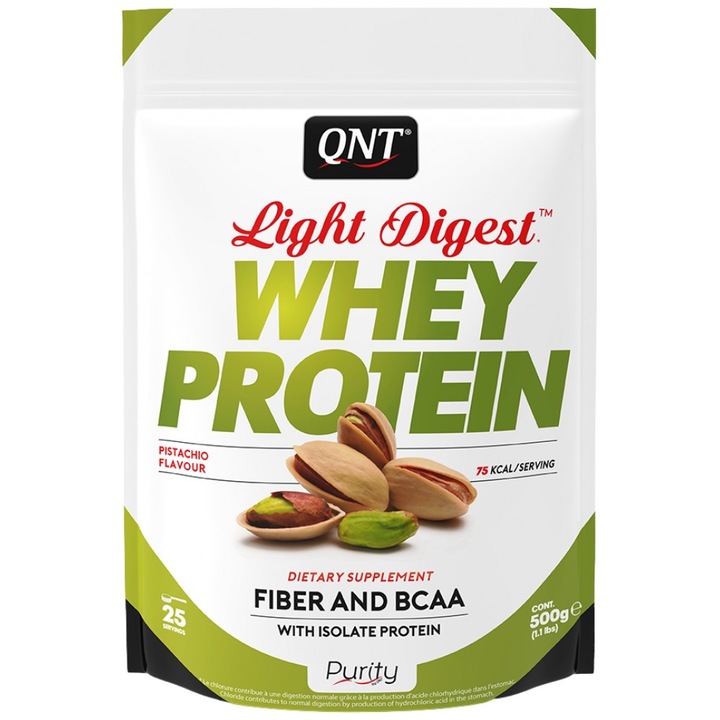 Хранителна добавка QNT Light Digest Whey Protein, Шамфъстък, 500 грама