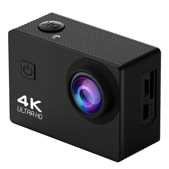 idealSTORE idealSport59 Екшън камера, 4K резолюция, цикличен запис, 30 м подводно заснемане, 170° широкоъгълен ъгъл, водоустойчив корпус, ултрапрозрачен обектив с голяма бленда, режим на шофиране, вграден микрофон