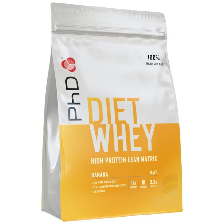 Хранителна добавка PhD Nutrition Diet Whey Protein, Банан, 1000 грама