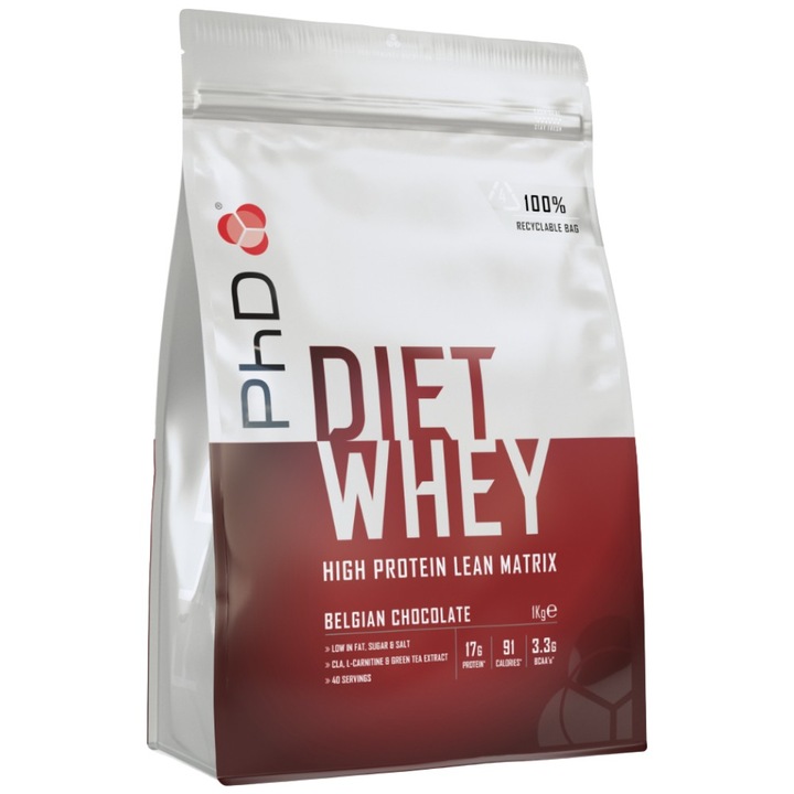 Хранителна добавка PhD Nutrition Diet Whey Protein, Белгийски Шоколад, 1000 грама