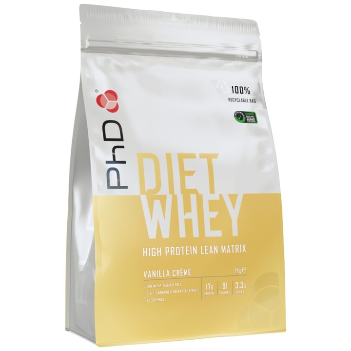 Хранителна добавка PhD Nutrition Diet Whey Protein, Ванилов крем, 1000 грама