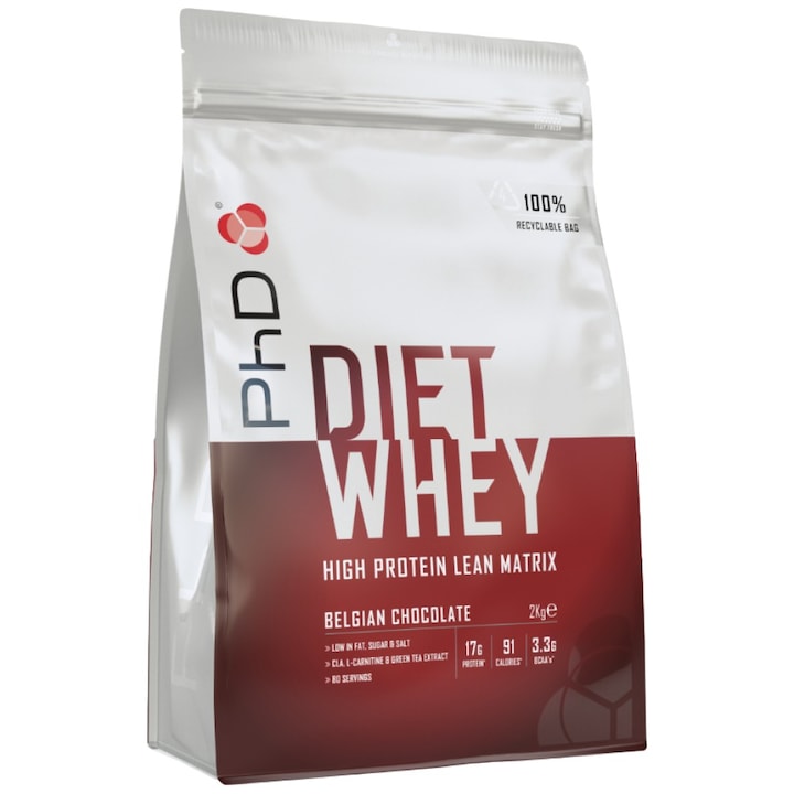 Хранителна добавка PhD Nutrition Diet Whey Protein, Белгийски Шоколад, 2000 грама