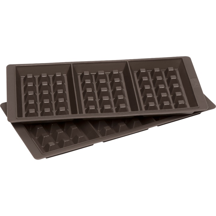 Set de 2 forme pentru vafe LURCH FlexiForm, 29 x 14, 5 cm, 3 compartimente fiecare, culoare maro