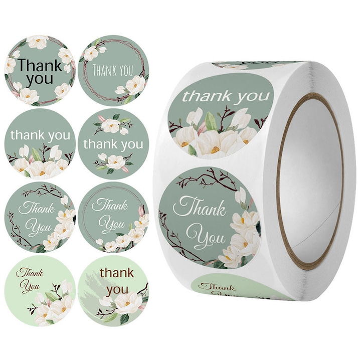 Set 500 etichete autoadezive Amigo "Thank You", design modern, finisaj lucios