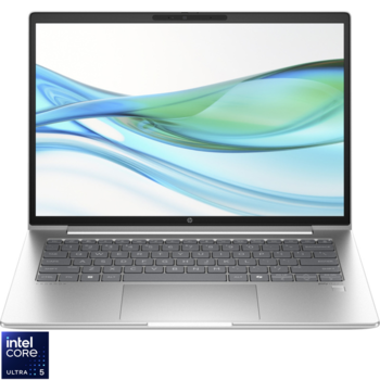 Laptop HP ProBook 440 G10 cu procesor Intel Core Ultra 5 125U pana la 4.3GHz, 14", WUXGA, IPS, 16GB DDR5 512GB SSD, Intel Graphics, FreeDOS, Pike silver