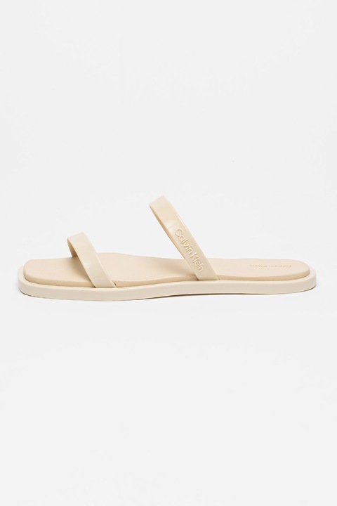 CALVIN KLEIN, Papuci cu detaliu cu logo in relief, Alb fildes, 40