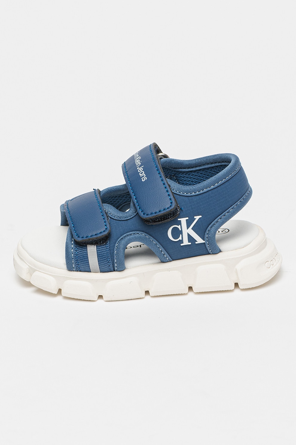 CALVIN KLEIN, Sandale cu talpa plata si inchidere velcro, Indigo, 22 EU