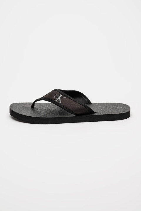 CALVIN KLEIN JEANS, Pamut flip-flop papucs, Fekete