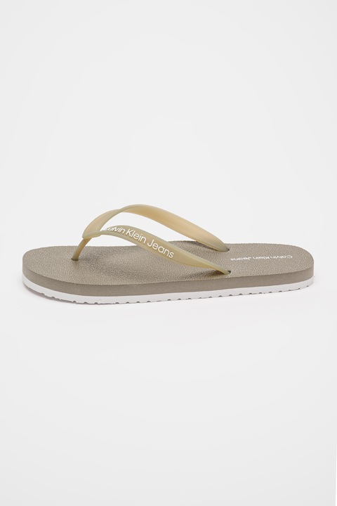 CALVIN KLEIN JEANS, Logós flip-flop papucs, Khaki, 45