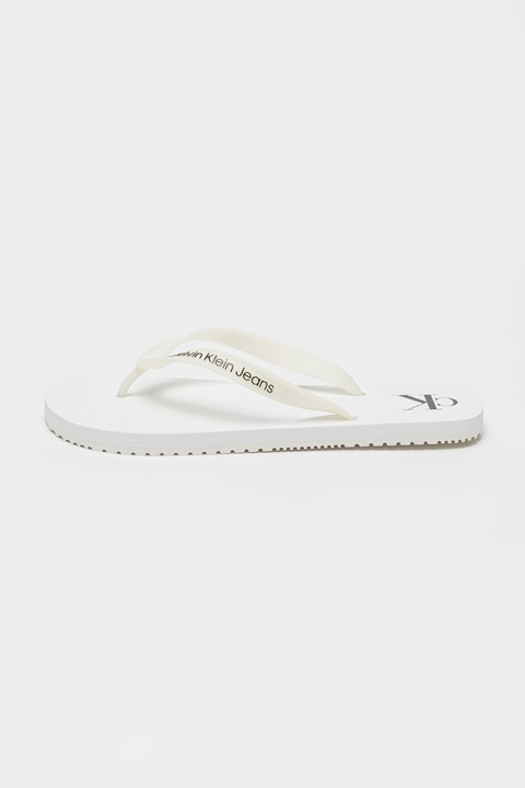 CALVIN KLEIN JEANS, Logós flip-flop papucs, Törtfehér