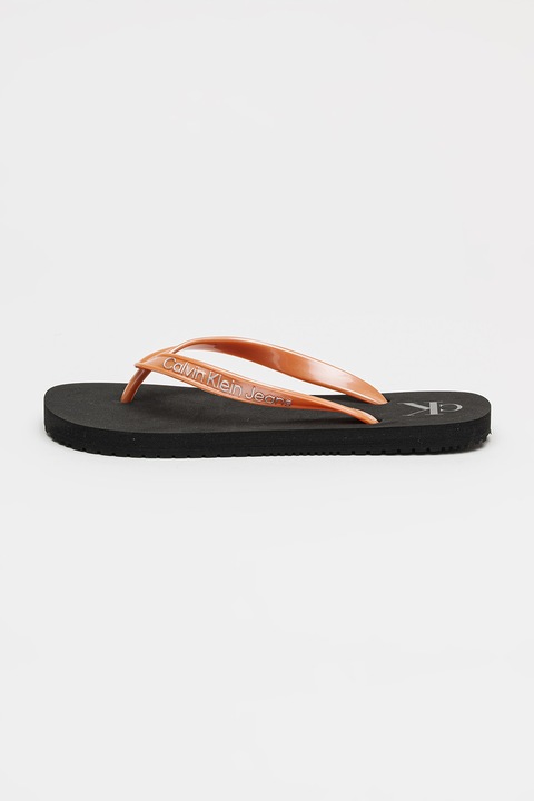 CALVIN KLEIN JEANS, Papuci flip-flop cu logo in relief, Portocaliu persan, 37
