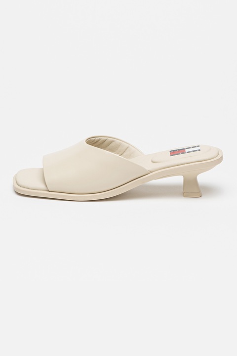 Tommy Jeans, Papuci din piele cu toc The Noho, Alb fildes, 39