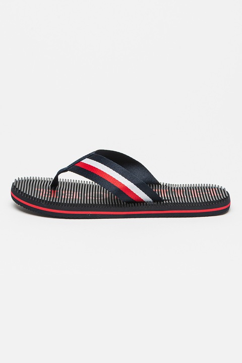 Tommy Hilfiger, Flip-flop papucs logóval, Piros/Fehér/Tengerészkék