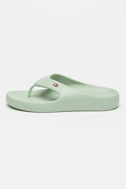 Tommy Hilfiger, Papuci flip-flop cu detaliu logo, Verde deschis, 37-38