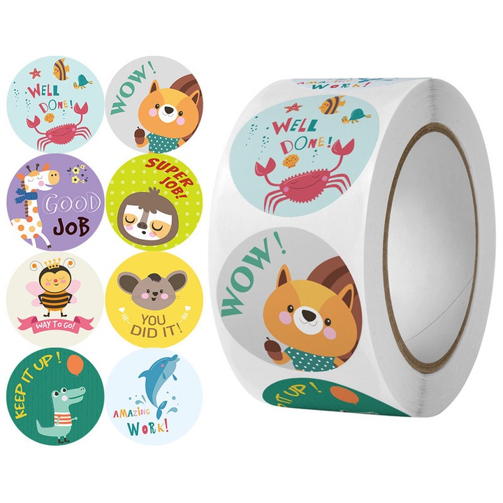 Set 500 Etichete Autoadezive Amigo "Cheer Up", Design Frumos, Finisaj Lucios