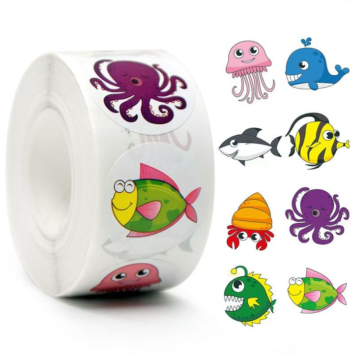 Rola 500 etichete autoadezive Amigo, pesti colorati