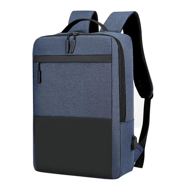 Rucsac business, 15.6 inch, USB, albastru, 44x30x12cm