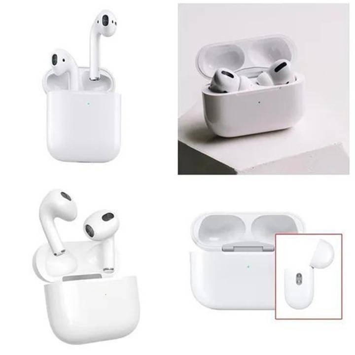 Casti wireless, alb, in-ear, set complet cu carcasa de incarcare