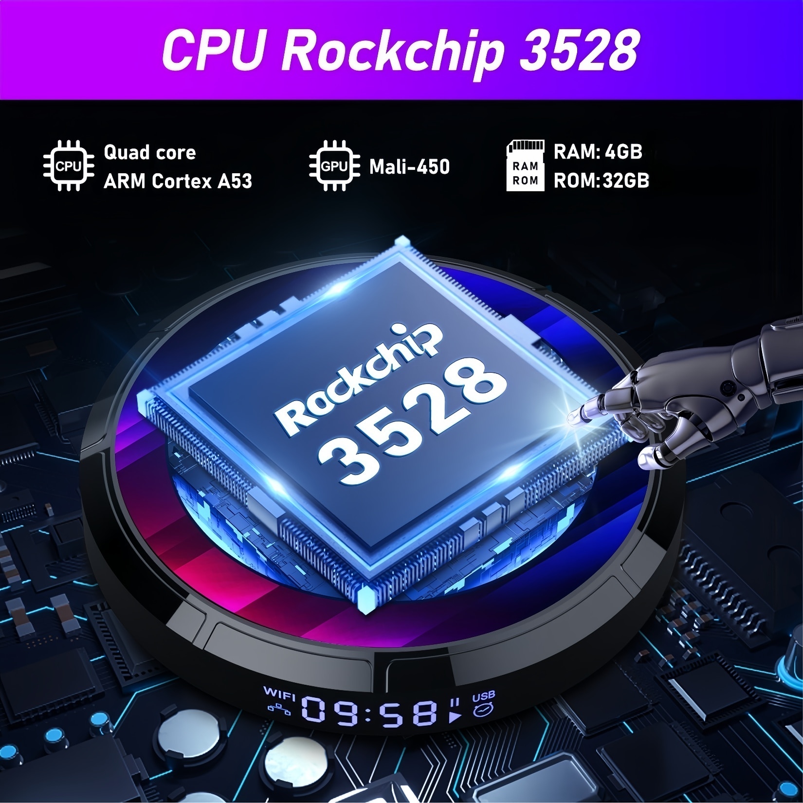 Jfyu Медиен плейър H96 Max RK3528 JFYU®, с дистанционно управление, 8K ...
