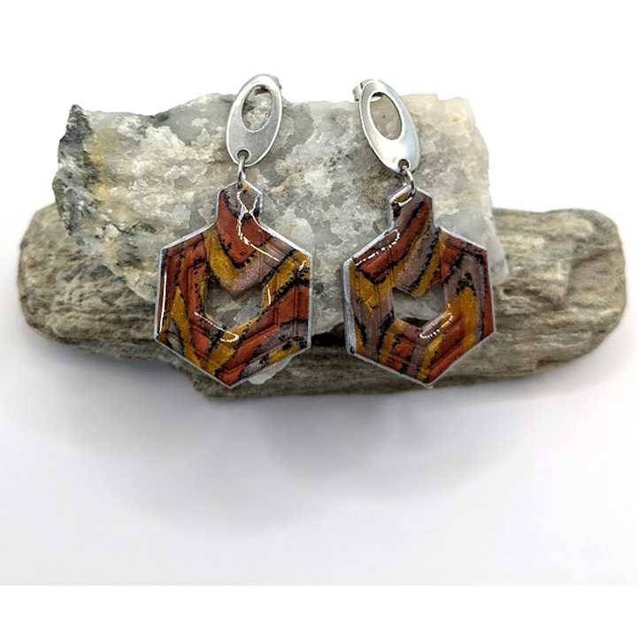 Cercei Caramel realizati 100% manual din lut polimeric Cernit si rasina