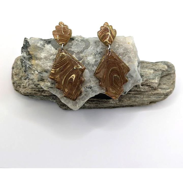 Cercei Cappuccino, realizati 100% manual, din lut polimeric Cernit si rasina