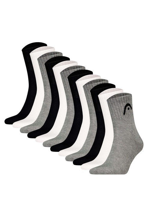 HEAD, Set de sosete scurte cu logo pentru antrenament All Sports - 12 perechi, Alb, Negru, Gri, 39-42