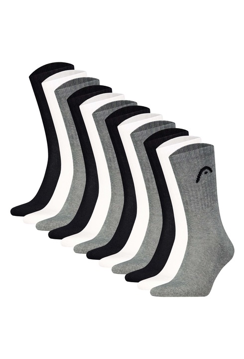 HEAD, Set de sosete scurte cu logo pentru antrenament All Sports - 12 perechi, Alb, Negru, Gri, 39-42