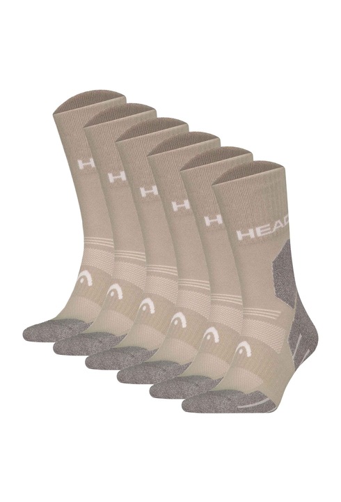 HEAD, Set de sosete unisex pentru drumetii - 6 perechi, Maro taupe
