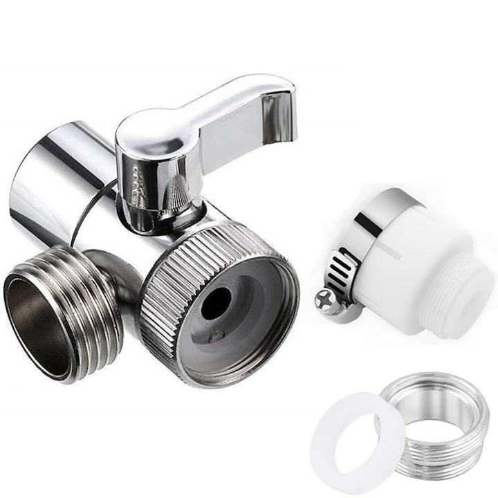 TREXORA csaptelep, adapterekkel, 1/2 hüvelykes, többirányú, korrózióálló, 46x23mm, ezüst