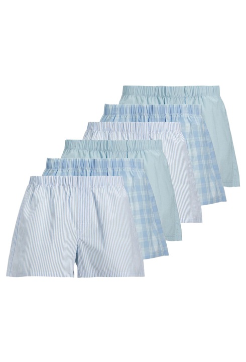 Jack & Jones, Set de boxeri de bumbac cu talie elastica - 6 perechi, Albastru deschis
