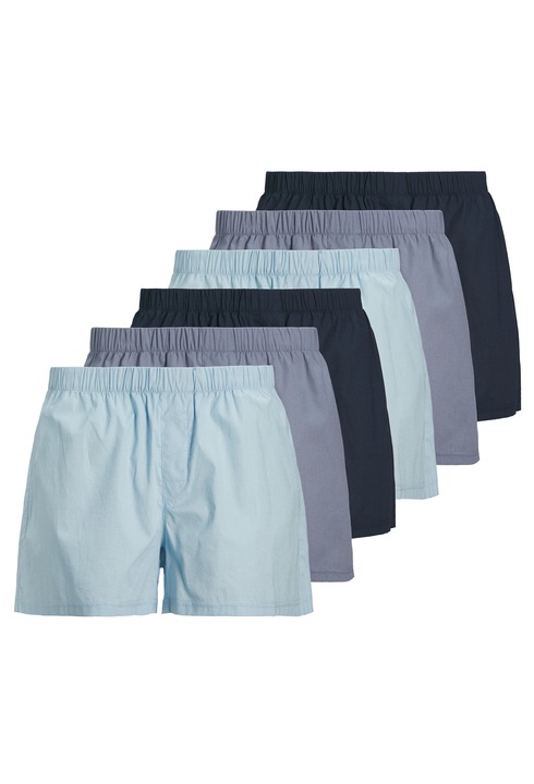 Jack & Jones, Set de boxeri de bumbac cu talie elastica - 6 perechi, Albastru