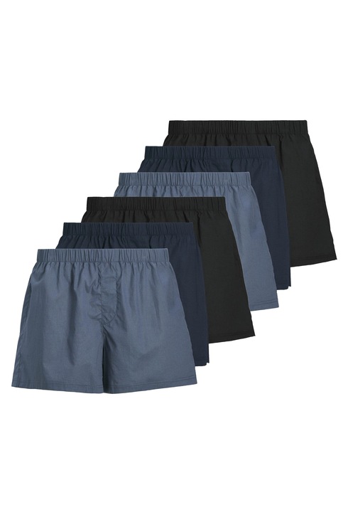 Jack & Jones, Set de boxeri de bumbac cu talie elastica - 6 perechi, Albastru inchis
