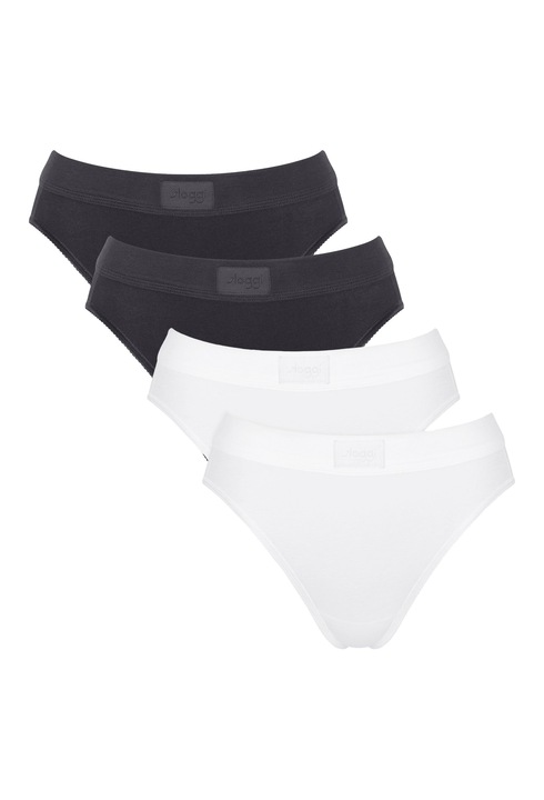 Sloggi, Бикини с еластична талия - 4 чифта, Бял/Черен