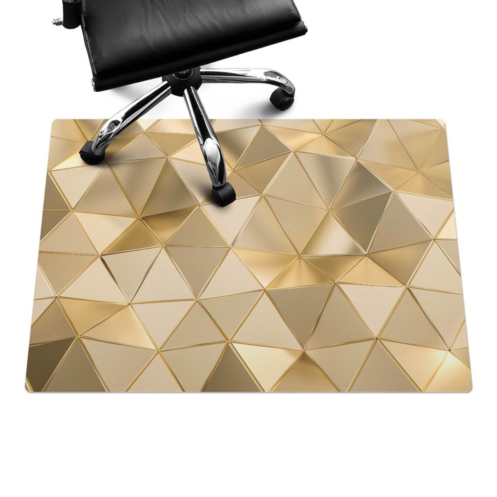 Íróasztal szék alátét, Wallfluent, Geometrikus 3D minta, Bézs, 100x70 cm, 010250310010100056591