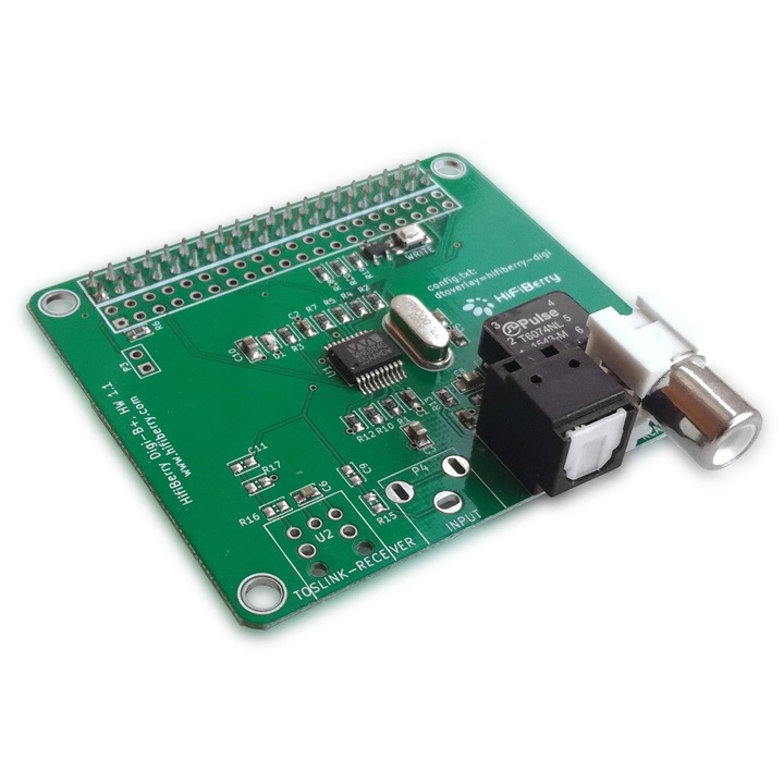 HiFiBerry Digi+ Standard digitális hangkártya, USB 2.0, Toslink és koaxiális csatlakozással