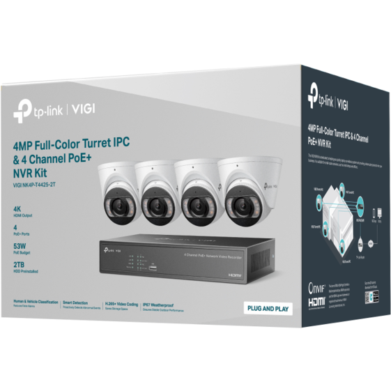 Kit Supraveghere TP-LINK VIGI NK4P-T4425-2T, 4 Camere - eMAG.ro