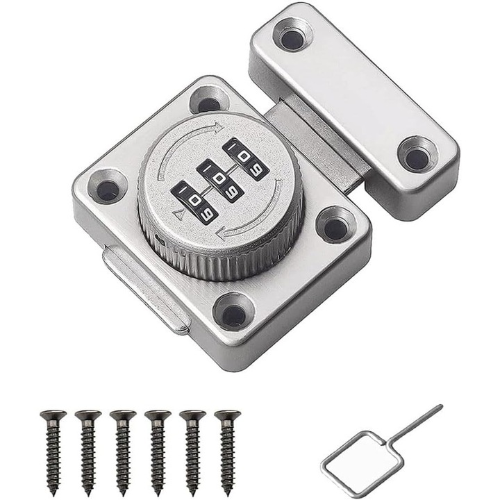 Механичен ротационен кодов катинар, Mimport, 3 цифри, сребрист, 42 мм