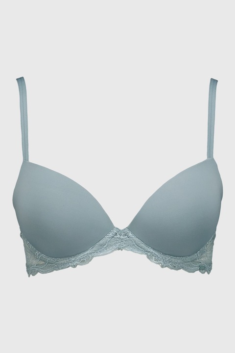 CALVIN KLEIN, Sutien push-up cu garnitura de dantela, Albastru prafuit, 80D
