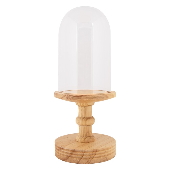 Dekoratív tálca üveg természetes fa Ø 17x40 cm