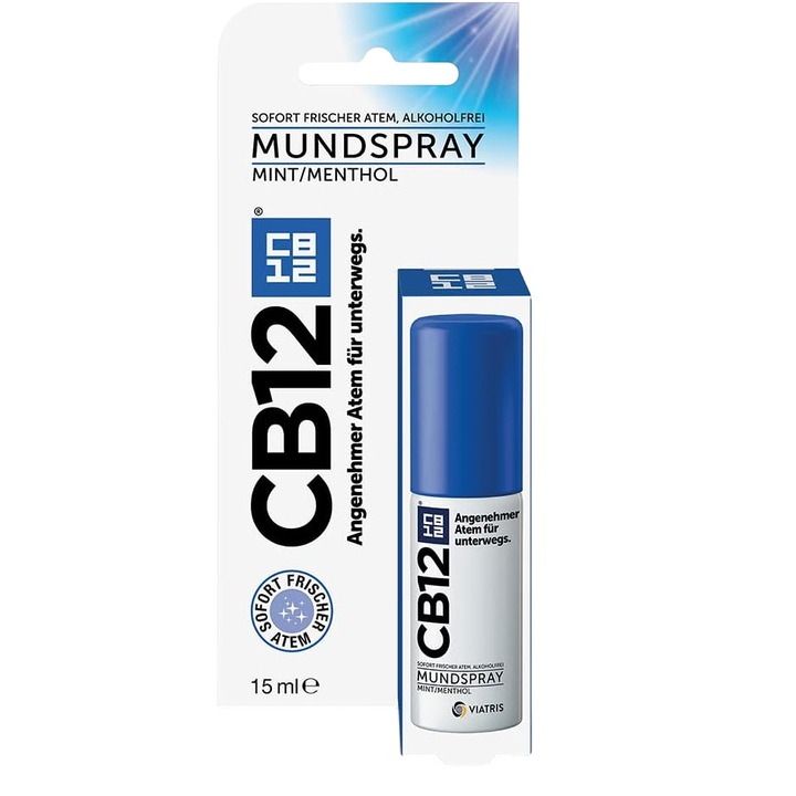 Spray Bucal, Mylan, CB12, Tratament Impotriva Halitozei, Aroma de Menta, fara Alcool, 15ml