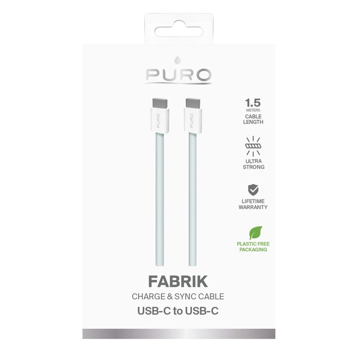 Cablu de date Puro, USB-C, 1,5m, 60W, albastru