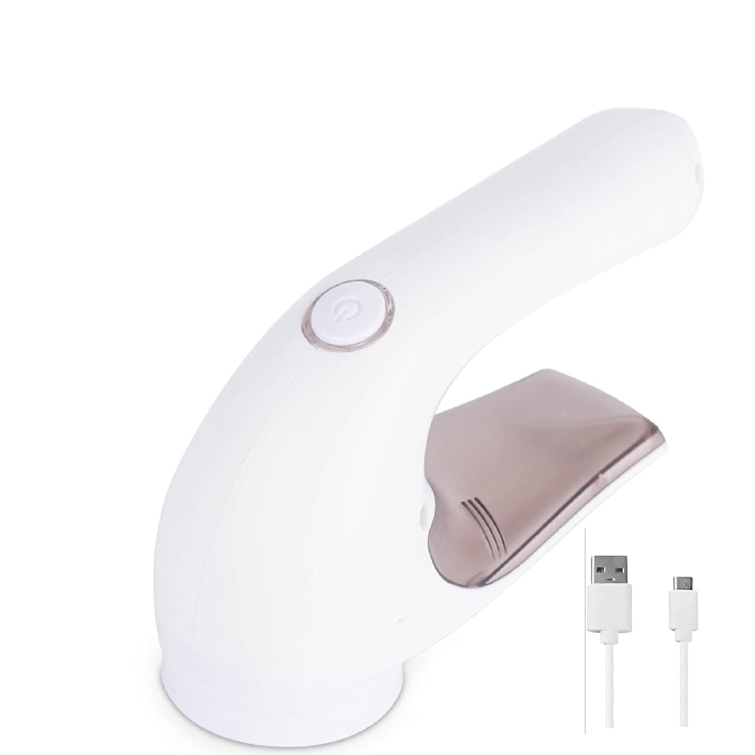 Aparat Pentru Curatat Scame, Par Si Praf, Trimmer pentru Diferite Tipuri De Material, Cu Lame Din Otel Inoxidabil, Maner Ergonomic, Incarcare Prin USB, 15x6x9 cm, Alb