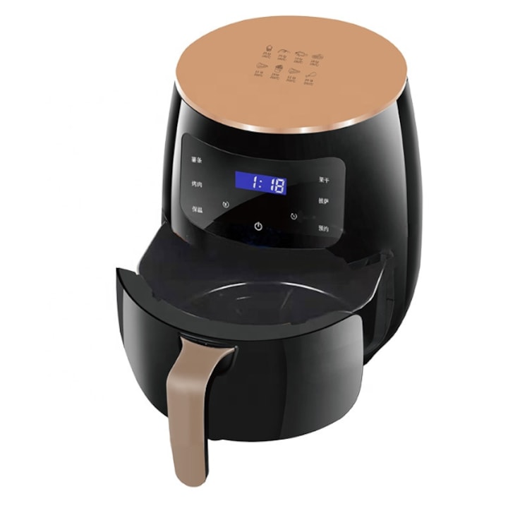 Friteuza cu aer 7 in 1, capacitate 6 l, cu afisaj LED XL digital, ecran tactil, 4 presetari, design compact, pentru 2-4 persoane Air Fryer- 2400W NEGR