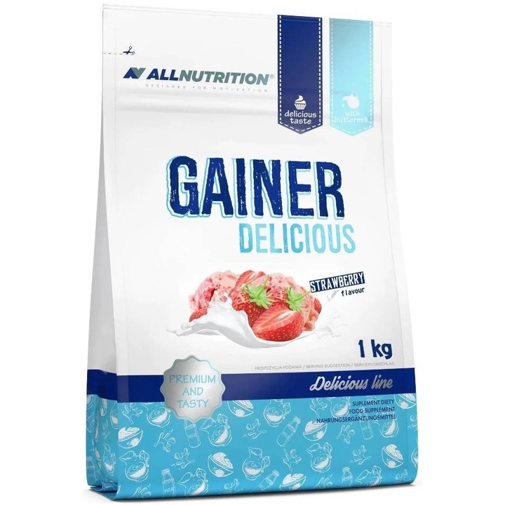 Хранителна добавка Allnutrition, Gainer Delicious - Гейнър 3.000kg Ягодов сладолед