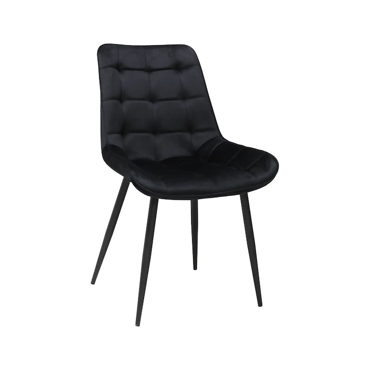 Scaun Onix Negru, tapitat cu material textil, picioare metalice negre, 87x53 cm