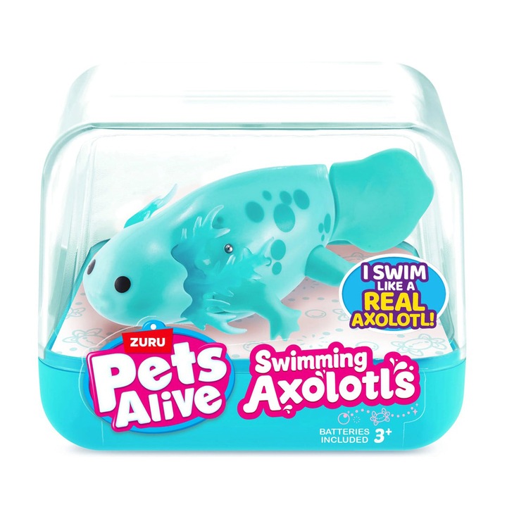 Jucarie inotatoare Axolotl azuriu, Pets Alive, ZURU