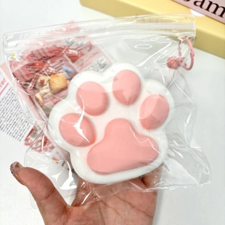 Jucarie Antistres Squishy, Southern Sky, Revenire Lenta, Model Labuta de Pisica, Squishy, BIG, 12.5 x 10.5 cm, 220 g, Model 10, Alb Roz