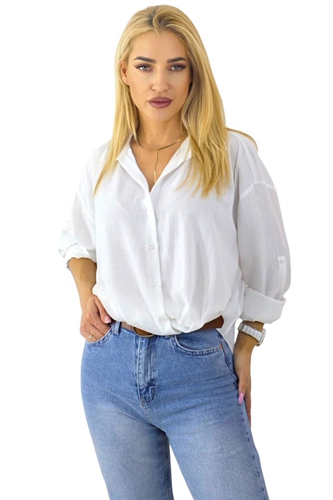 Camasa dama LOVINA, cu dungi, Alb