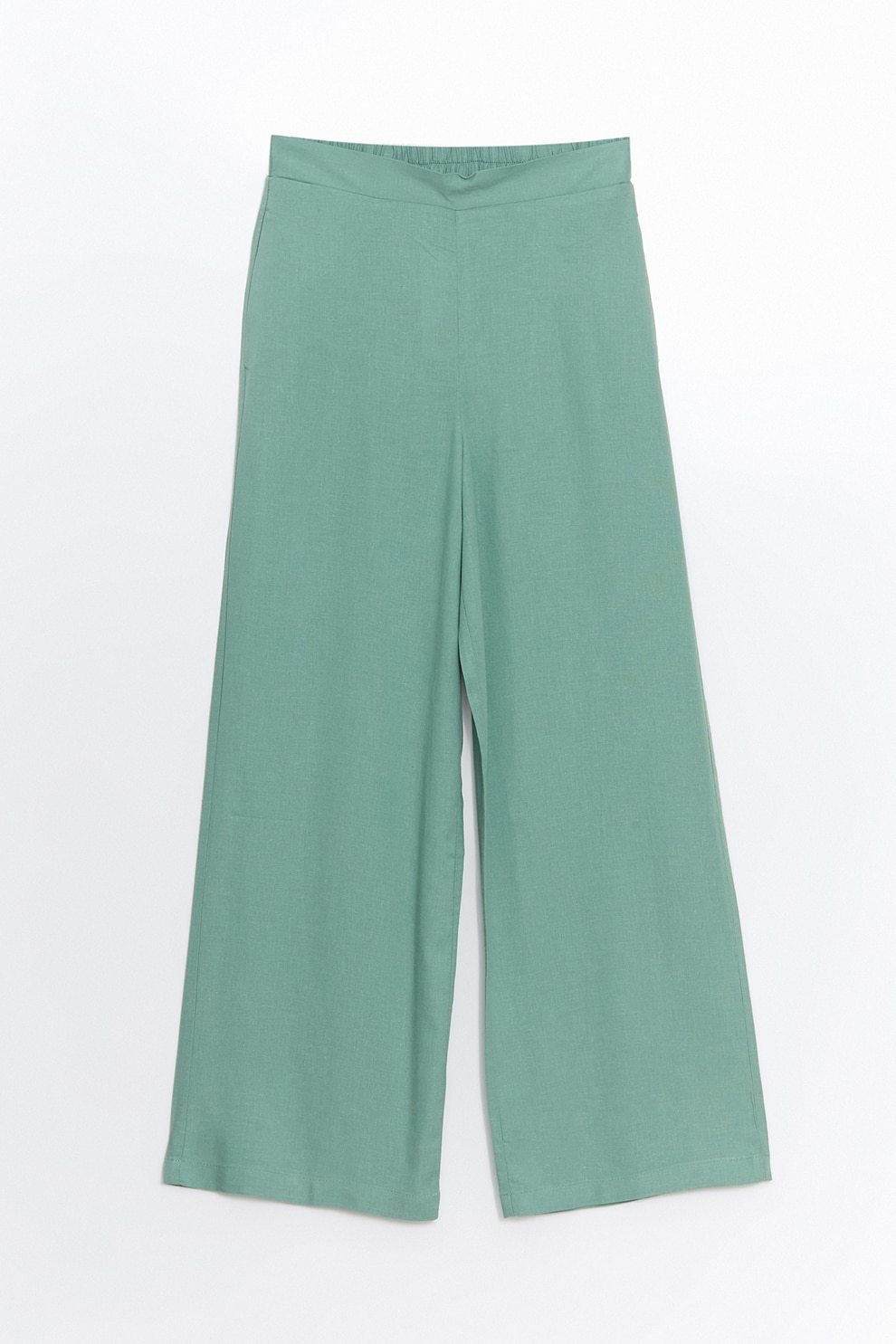 LC WAIKIKI, Pantaloni din amestec de in cu croiala ampla, Verde, 36